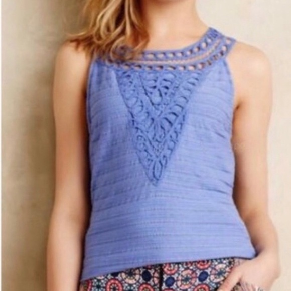 ANTHROPOLOGIE Aicha Lavender Tribal Boho Festival Casual Sleeveless Shirt - Picture 7 of 7